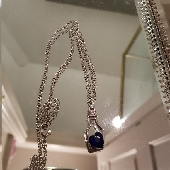 💙Dark blue crystal heart love drift necklace - Picture 5 of 5